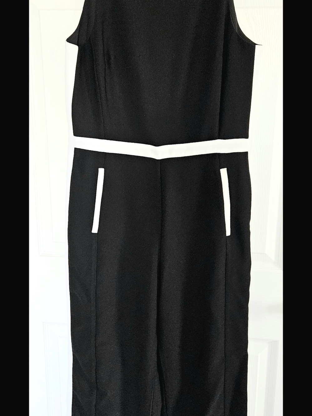 Banana Republic Black Straight-Leg Jumpsuit with White Trim